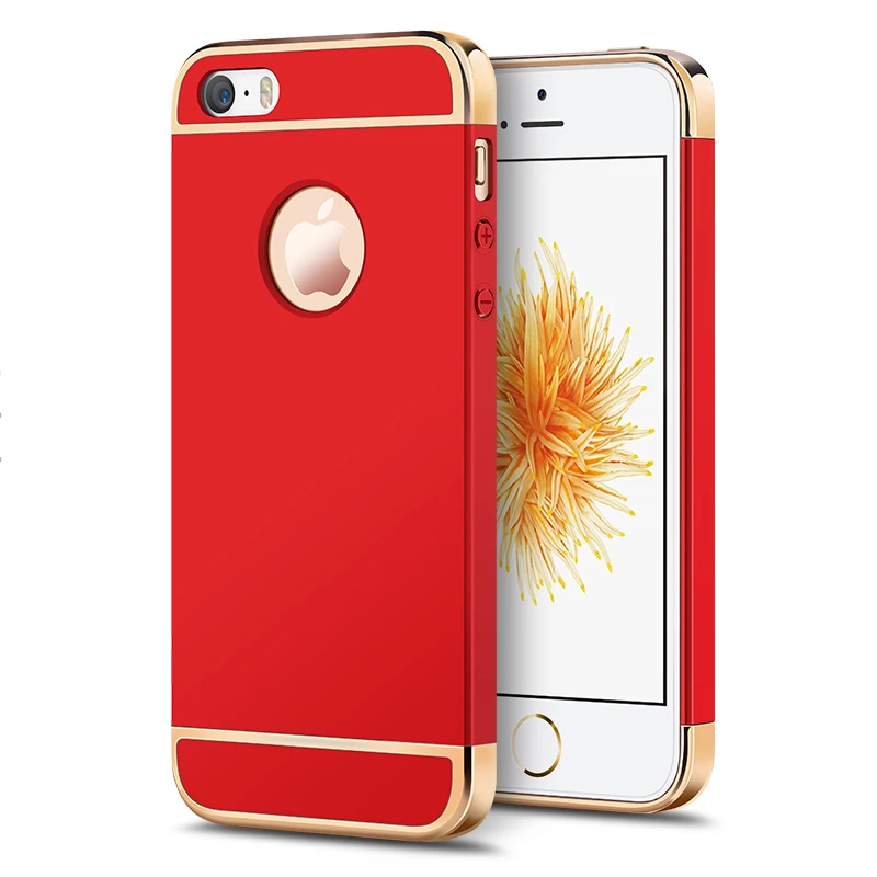 Роскошный пластиковый жесткий чехол с металлическим покрытием для iPhone 5 6 6S 7 Plus