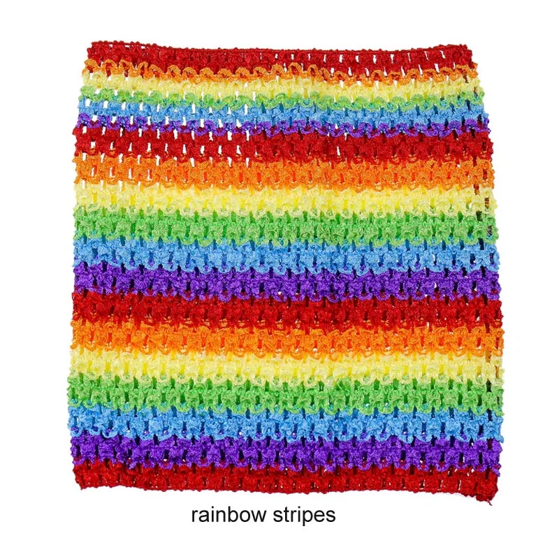 rainbow stripes 20x23 см, топы без пятки, детское платье-пачка с обмоткой на груди, товары для рукоделия, 9 дюймов, эластичное вязаное крючком, вязанное крючком сырье, аксессуары - Цвет: rainbow stripes