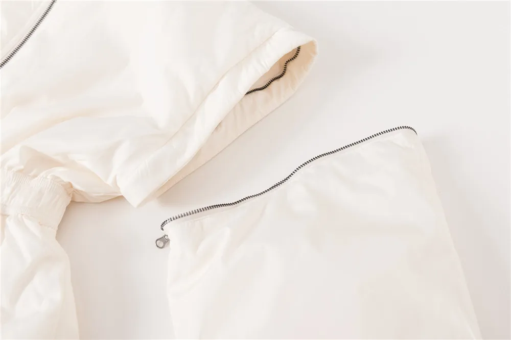 

Autumn Winter Women Turtleneck Coat Zipper Removable Sleeve Solid Color Elastic Waist Jacket