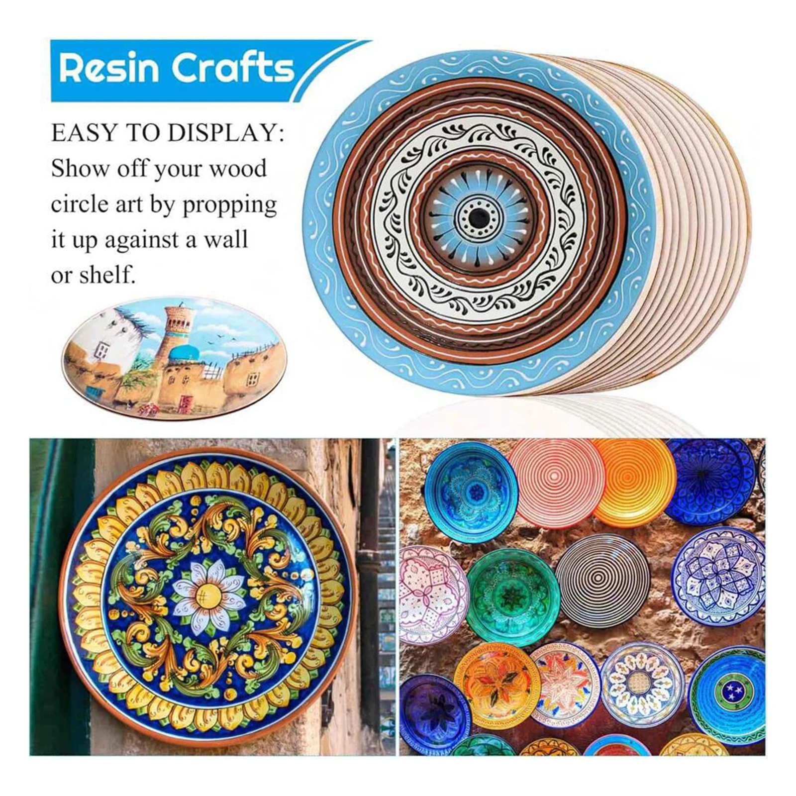 

30cm Wood Circles Unfinished Round Discs Blank Wooden Slices Cutouts DIY Crafts for Coaster Painting Christmas Home Party Decor