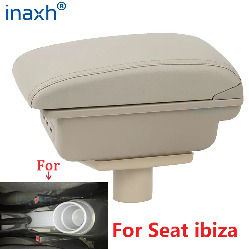

For Seat ibiza Armrest box Ibiza 6j Ibiza 6L central Store content Storage box with cup holder ashtray products with USB