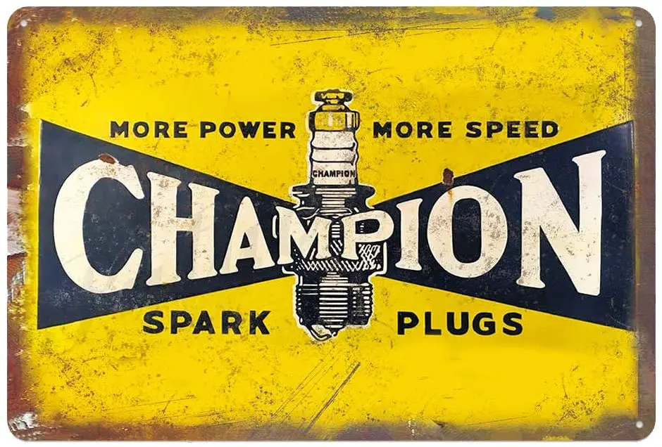 

Vintage Champion Spark Plugs Tin Metal Wall Decoration Signs, Original Design Thick Tinplate Wall Art Poster for Garage