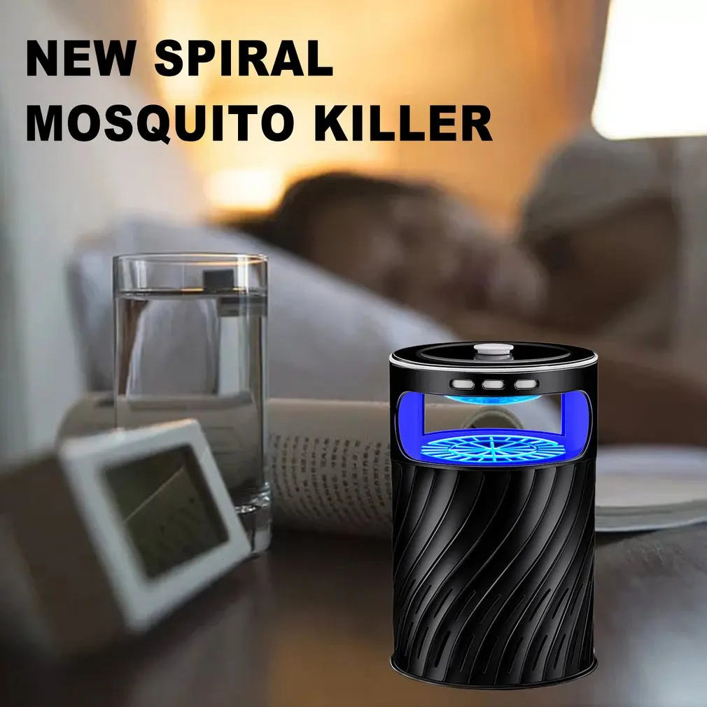 Новая лампа для уничтожения комаров с спиральным узором, бытовой воздуховод, USB-источник питания Светильник легкая волна, ловушка, низкий ур...