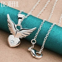 doteffil 925 sterling silver 16 30 inch aaa zircon love heart wings pendant necklace for woman fashion wedding charm jewelry