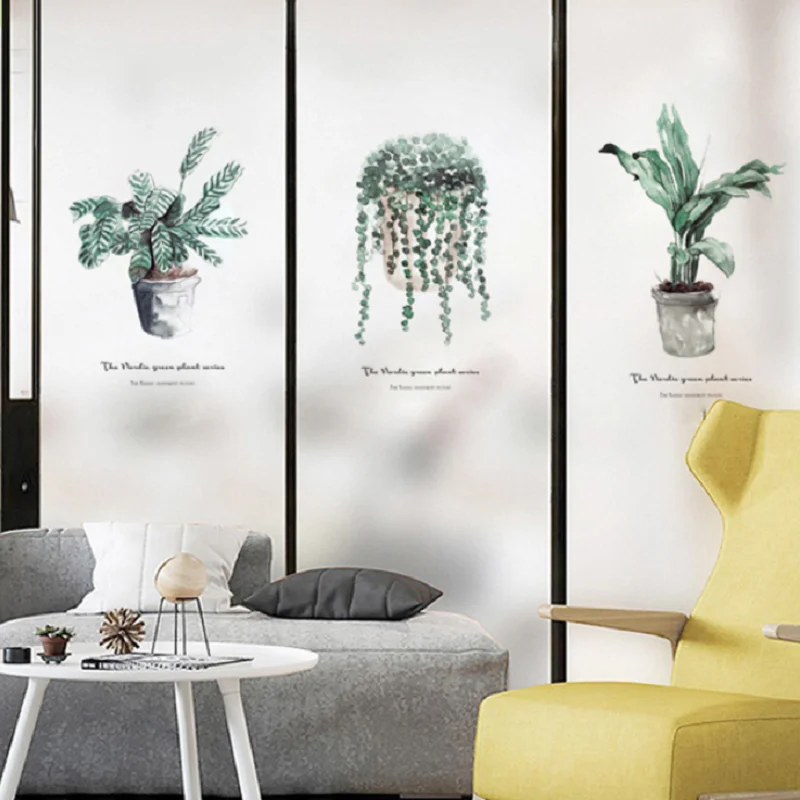 Оконная пленка размером на заказ статическое Приклеивание узор из зеленых