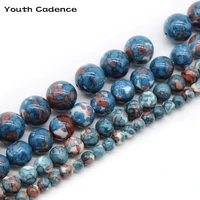 natural stone blue black colorful rain jaspers round loose beads for jewelry making diy 4 6 8 10 12mm bracelet accessories 15