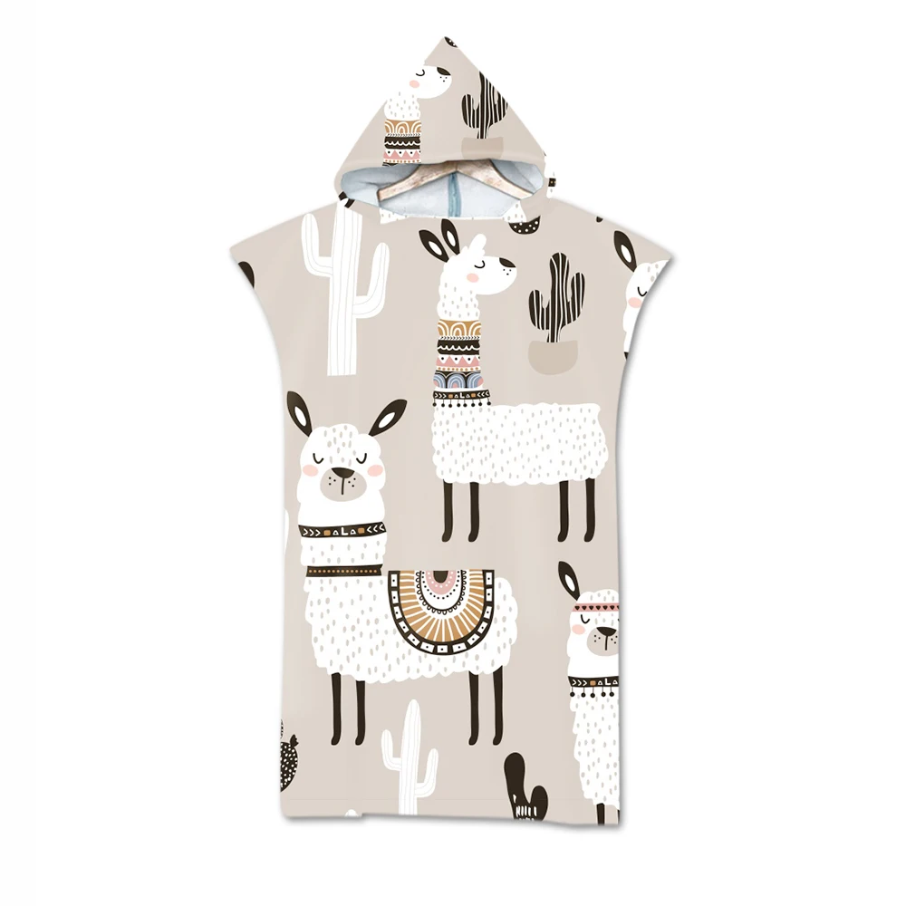 Цифровая печать Альпака халат для ванной Полотенца открытый Пижама комбинезон