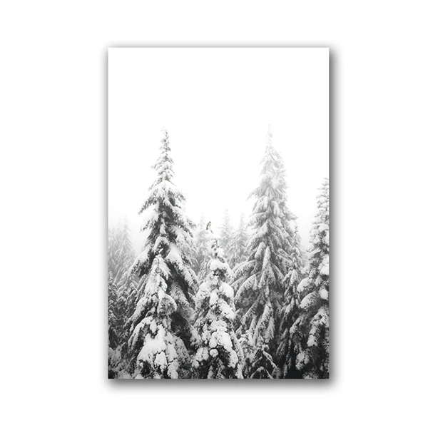 Modern Scandinavian Print Snow Trees Forest Poster Nature Winter Landscape Photography Art Canvas Painting Home Wall Art Decor - Цвет: PH7194