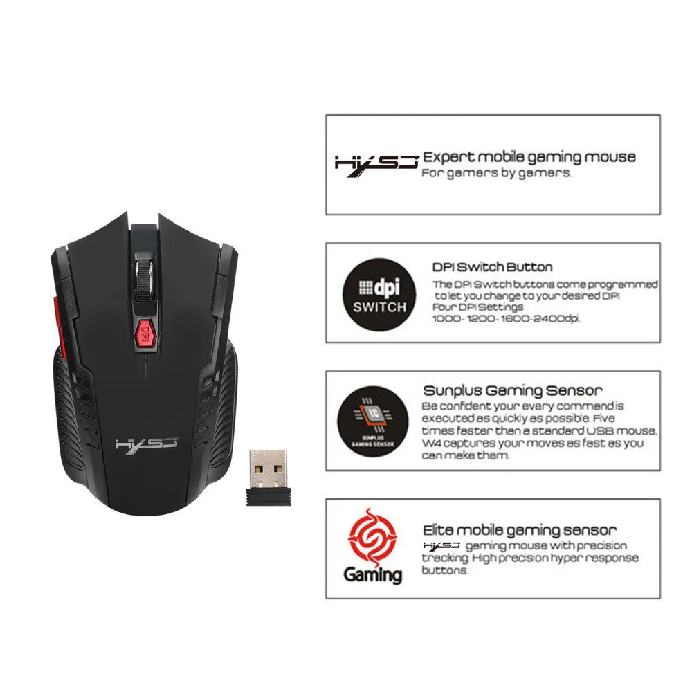 2 4 GHz 1000/1200/1600/2400DPI USB Беспроводная оптическая игровая мышь эргономичные мыши для