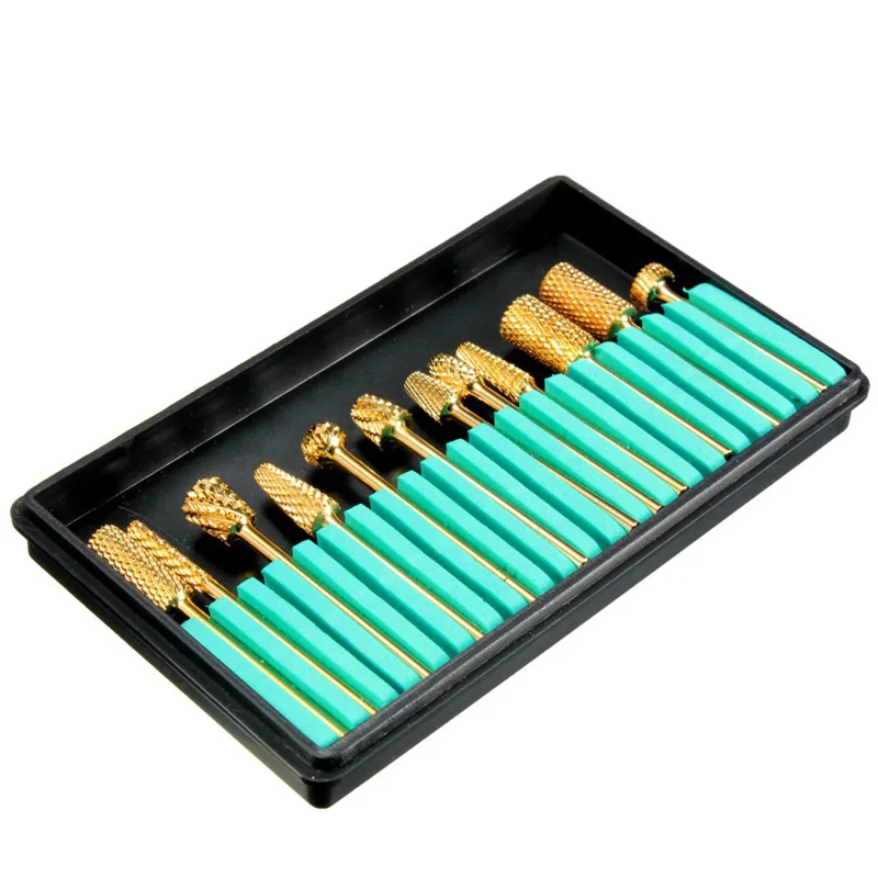 12 шт./кор. золото Цвет шлифовальная насадка для ногтей сверло Вольфрам карбида