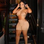 Kliou бандаж крест-накрест однотонный комплект для женщин 2021 открытая спина клубный кроп-топ и шорты Комплект из двух предметов Сексуальные облегающие костюмы