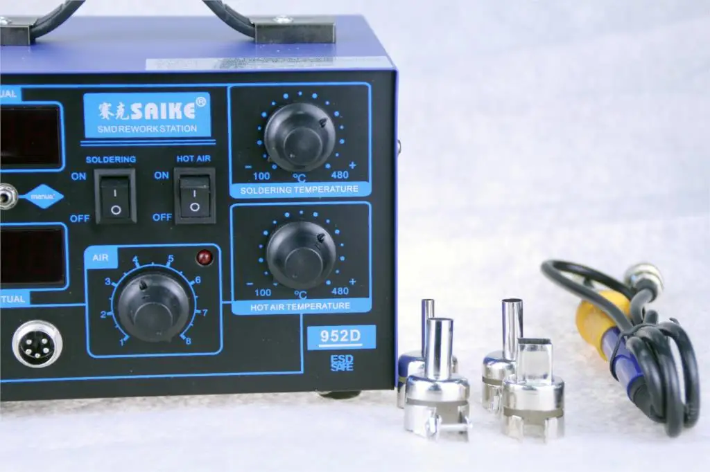 Бесплатная доставка saike 952D 2 в 1 SMD паяльная станция с горячим воздухом железная 220
