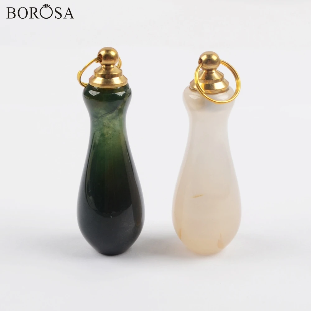 BOROSA 3/5 шт. золотые натуральные индийские Агаты подвеска в виде бутылочки парфюма