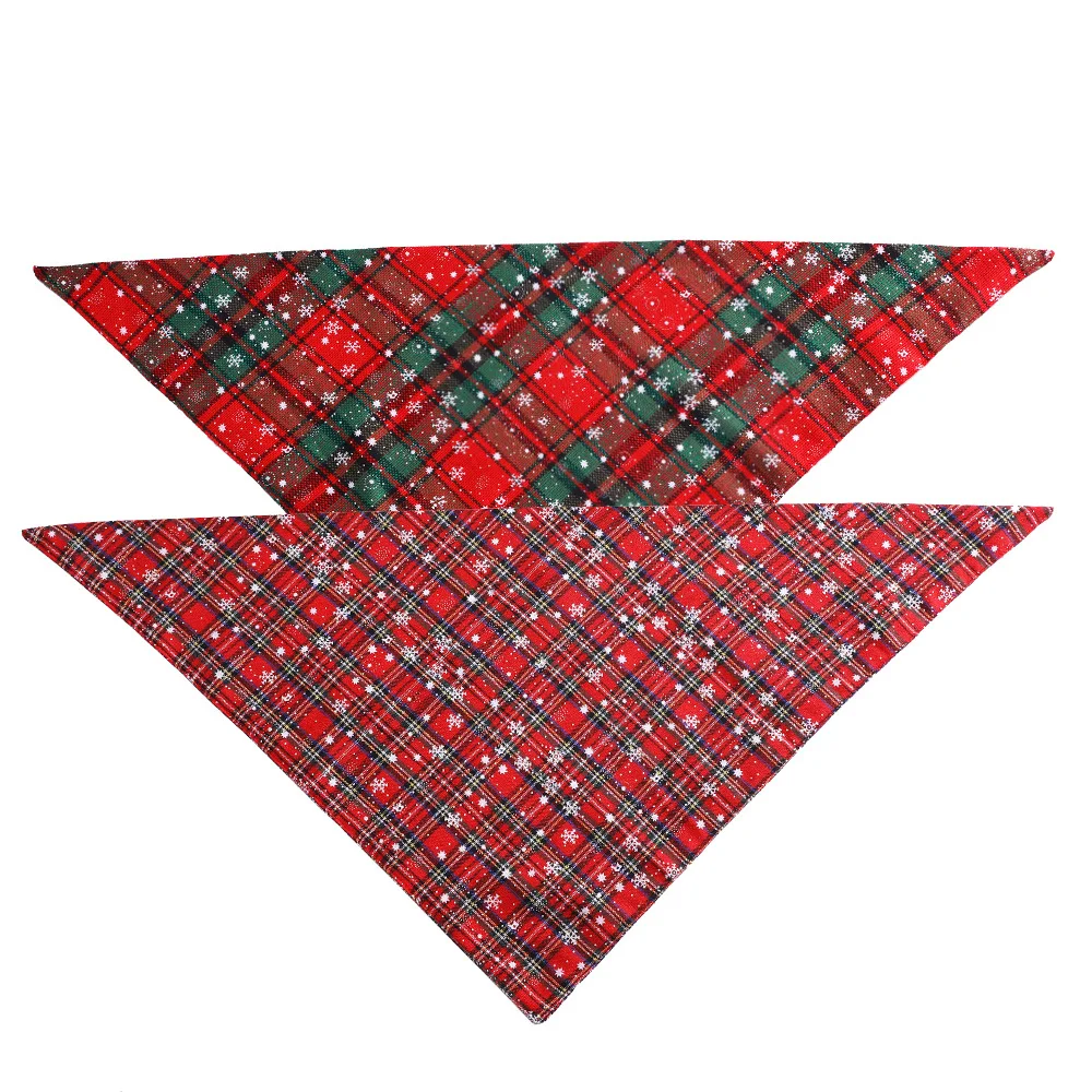 1 Pcs Dog Christmas Dog Scarf Pet Dog Cat Bandana Double Puppy Scarf Washable Bibs Kerchief Pets Christmas Accessories