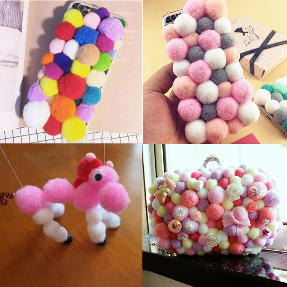 

Hot 100/500Pcs lot Mixed Soft Round Shaped Pompom Balls Fluffy Pom For Kids DIY Garment Handcraft 10mm