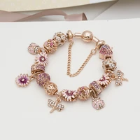 new design rose gold women full string charm bracelet pendant bracelet set for girls jewelry christmas gift