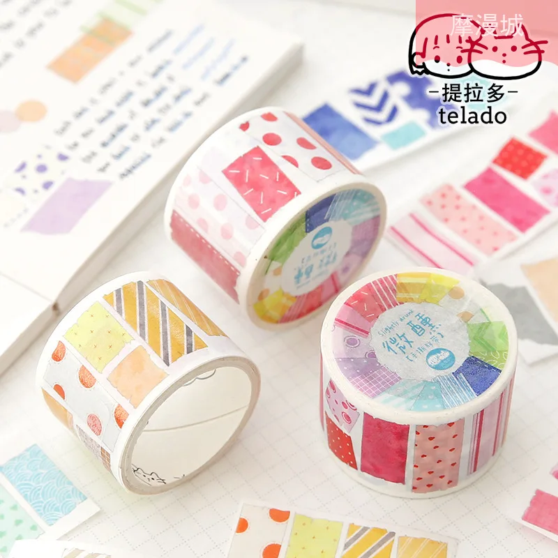 

3CM Wide Geometric color grid Masking Washi Tape Decorative Adhesive Tape Decora Diy Scrapbooking Sticker Label