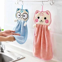 cute cartoon cat coral velvet soft hand towel absorbent cloth dishcloths hanging cloth kitchen bathroom supplies accessories