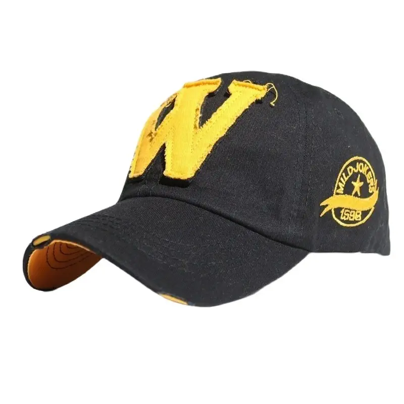 

Spring Summer New Cowboy Washed Hat Men and Women Retro Baseball Cap All-Match Soft Top Sun Hat Couple Letter Embroidery Cap
