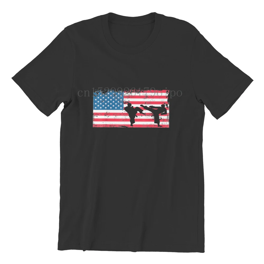 

Men's T-shirt Usa Vintage American Flag Karate Silhouette T-Shirt Essentials Vintage Kawaii Short Streetwear Men β524941