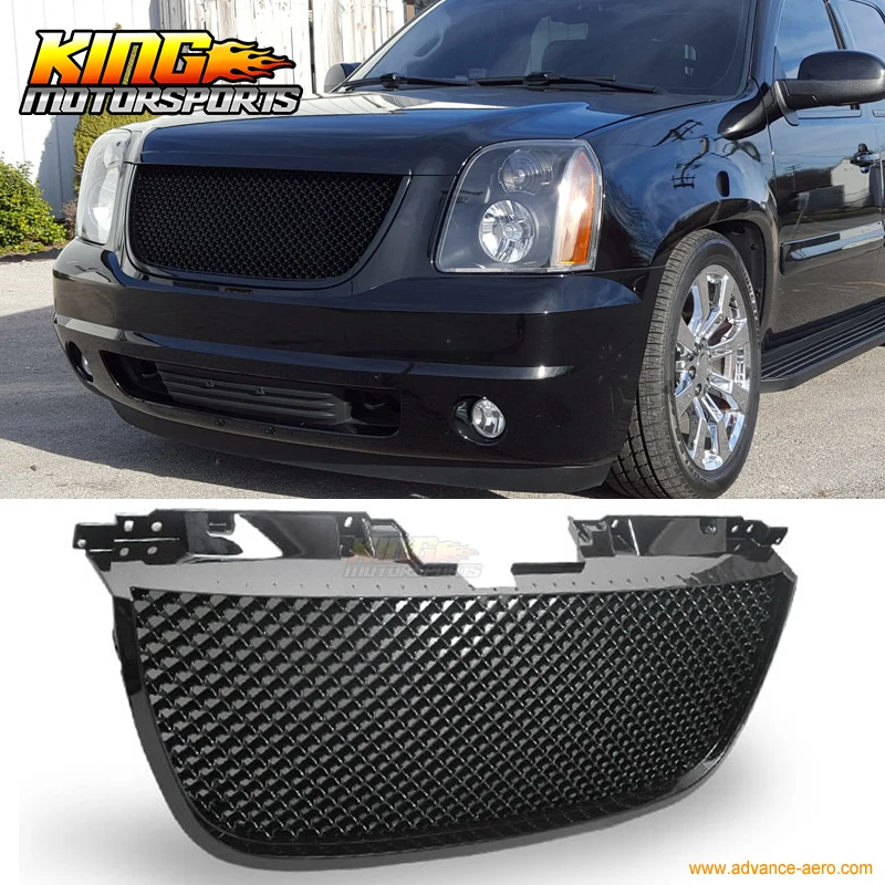 Подходит для 2007 2013 GMC Yukon Denali B Mesh style передняя решетчатая гриль ABS черная