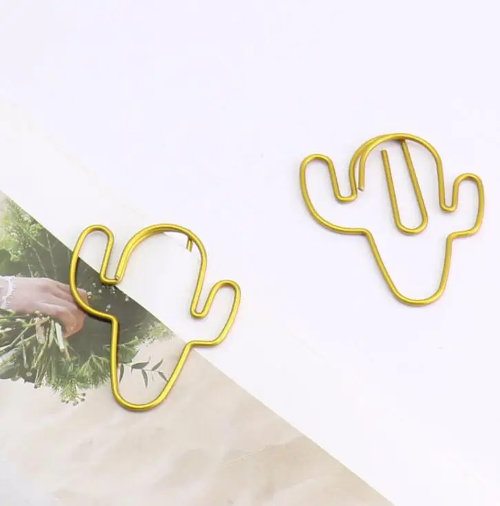 Новинка 2020 20 шт./лот золотой колокольчик С КАКТУСОМ зажим для бумаги