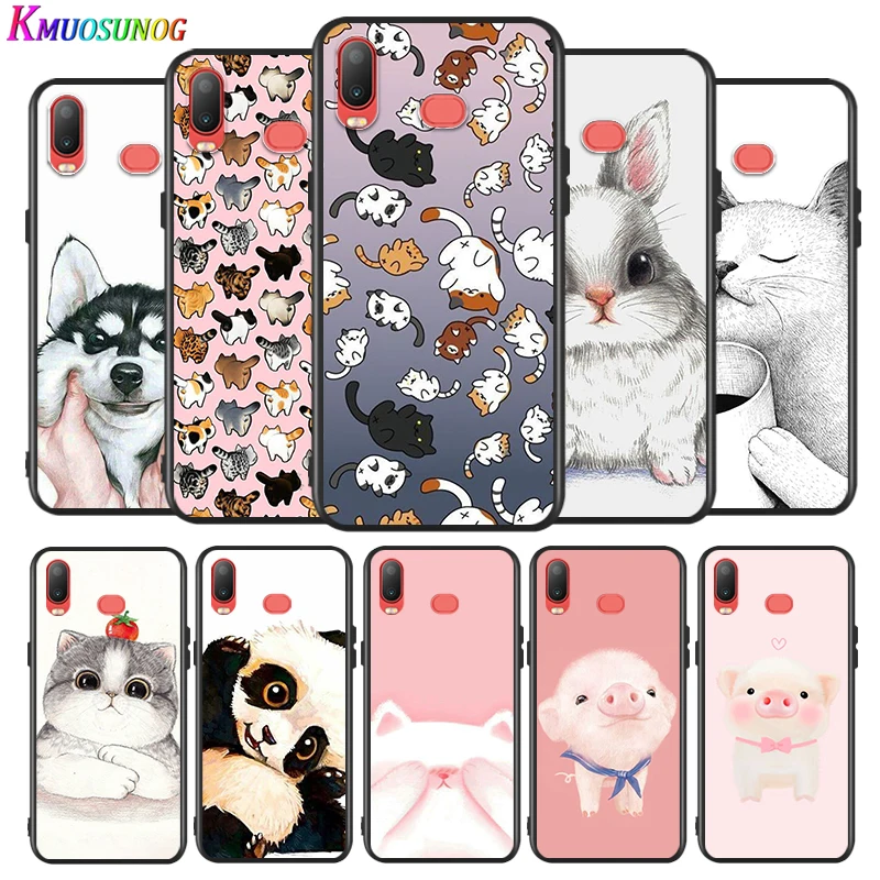 

Cute cartoon panda cat for Samsung Galaxy A9 A8 Star A750 A7 A6 A5 A3 Plus 2018 2017 2016 Silicone Black Phone Case Soft Cover