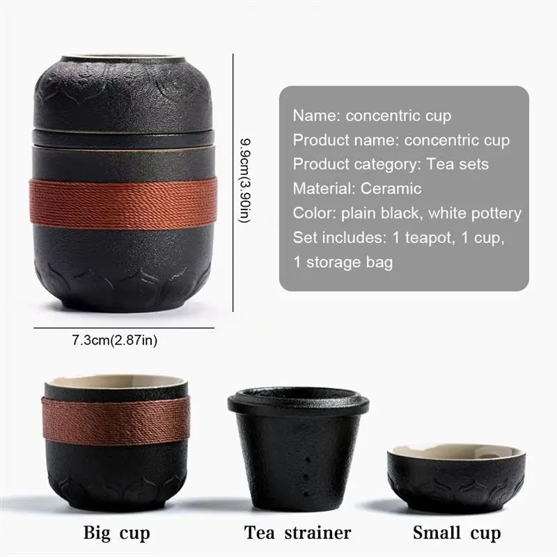 

Chinese Kung Fu Tea Set Portable Travel Ceramic Pottery Tea Cups Teapot Quick Cup With Storage Bag For Teaware Outdoor