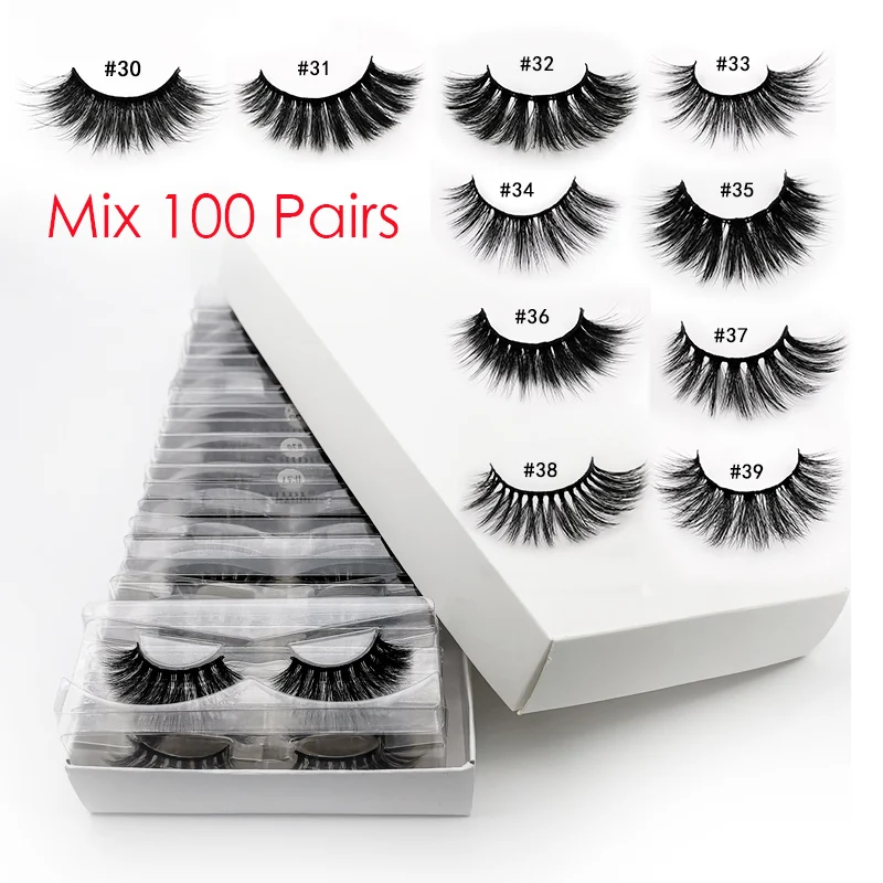 Mix100 pairs YSDO 20 Вт, 30 Вт, 50 пар 3D ресницы серо-коричневого цвета "сделай сам" с возможностью нанесения собственного логотипа бумажная коробка ресницы объем макияжа накладные ресницы пушистые ресницы серо-коричневого цвета - Цвет: Mix100 pairs