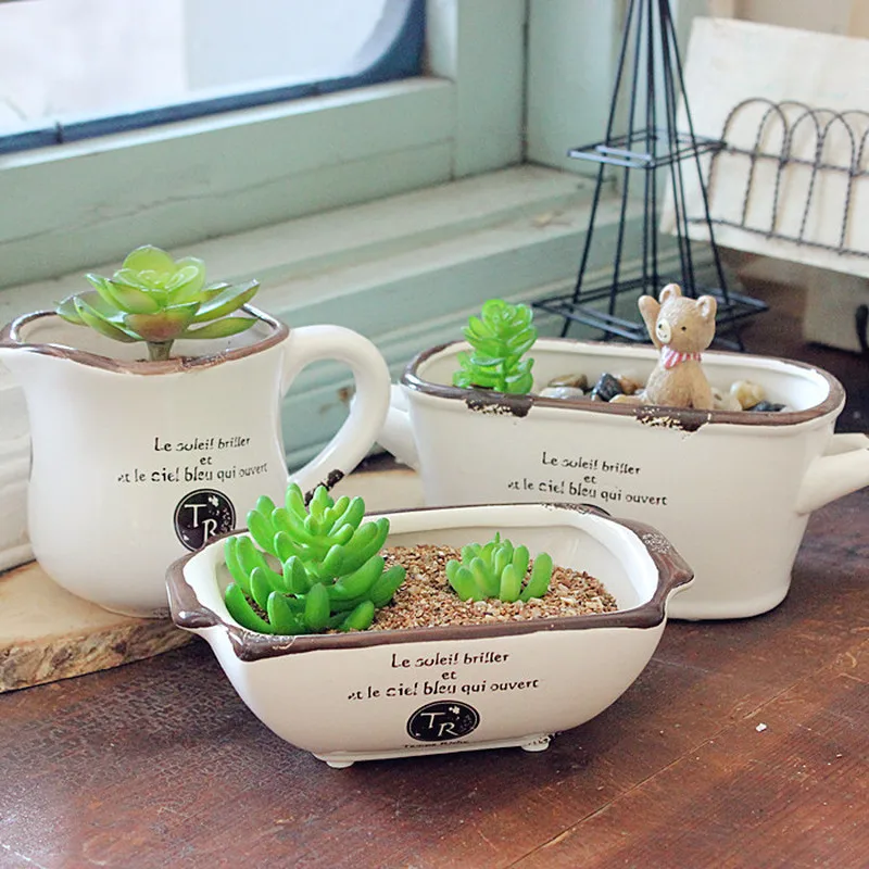 

Hot Sell European Vintage Succulent Plants Flower Pot Ceramic Succulent Pots Vases Plant Pot Ceramic Flowerpot Home Decro