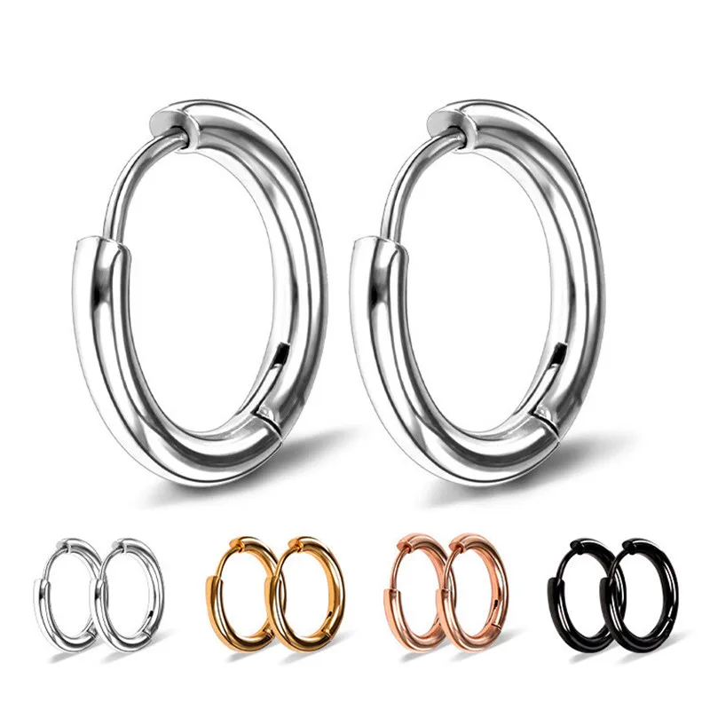 

2.5mm Universal Stainless Steel Hoop Earrings Simple Personality Thin Face Titanium Steel Circle Earrings For Men And Women