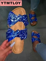 2020 summer ladies flat slippers summer casual sandals beach shoes ladies indoor slippers bohemian flower bow slippers sandals