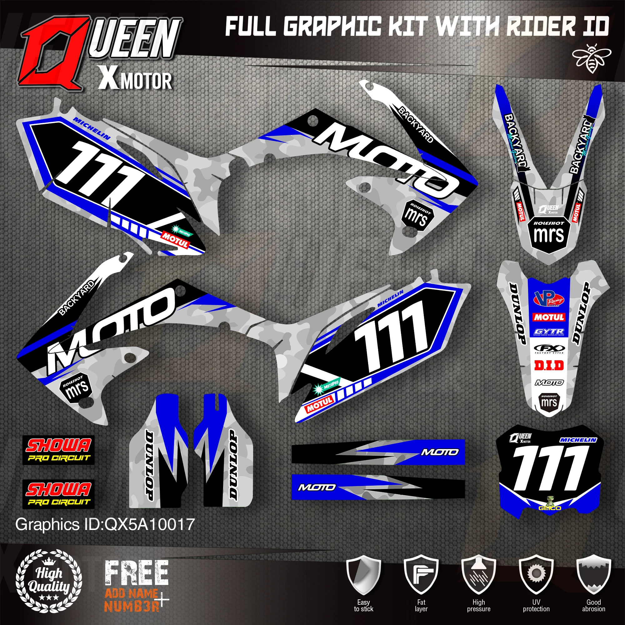 

QUEEN X MOTOR Custom Team графические фоны наклейки для HONDA 2010 2011 2012 2013 CRF250R 2009-2012 CRF450R 017