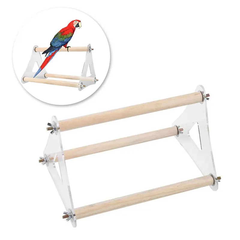 Parrot Pet треугольная лестница акриловая подвесная стойка игрушка деревянные качели рамка платформа Parakeet ветка perches птица аксессуары