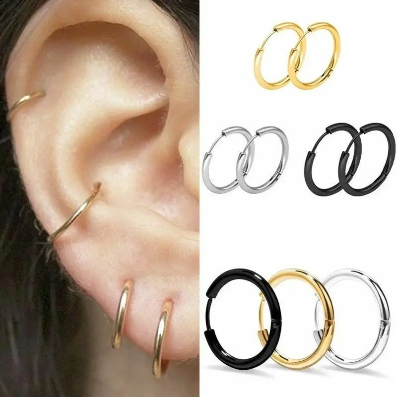 Простые круглые маленькие серьги-кольца в стиле панк, 3 размера, для женщин, девушек, хип-хоп, золотые, серебристые, геометрические, круглые серьги, ювелирные изделия