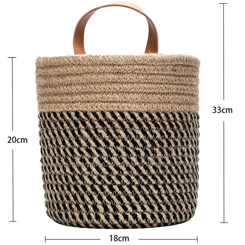 

2 Pack Wall Hanging Storage Baskets - Small Cotton Rope Woven Closet Storage Bins-Shelf Basket Organizer for Plants