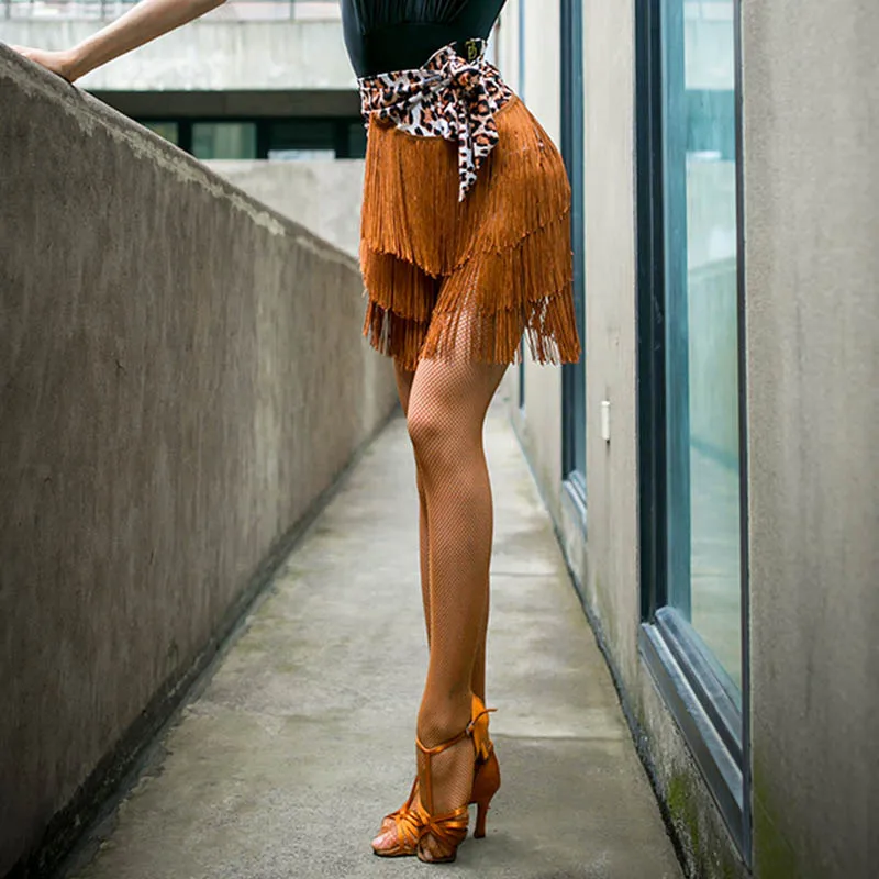 Женская юбка для латиноамериканских танцев танго ча сальса Самба Румба бахрома