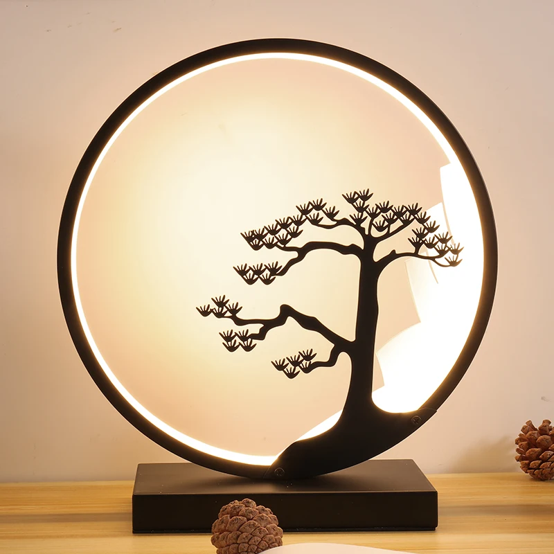 33*30*20cm Round Chinese Style Tea Table Lamp Warm LED Night Lights Bedroom Study Living Dining Home Decorate Elder Wedding Gift