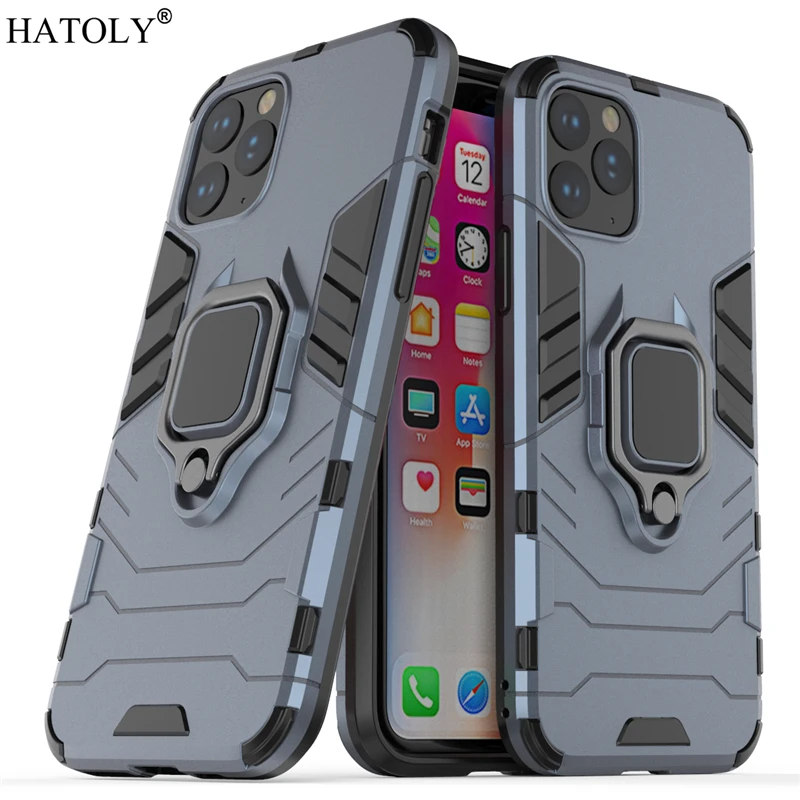 For iPhone 11 Pro Case Cover For iPhone 11 Pro Finger Ring Phone Case Back Shell Hard PC Protective Armor Case For iPhone 11 Pro