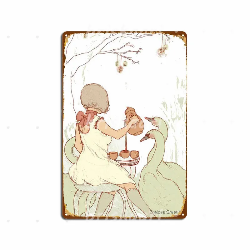 

Металлические знаки в виде лебедя для чайной вечеринки создают металлические постеры для домашнего декора