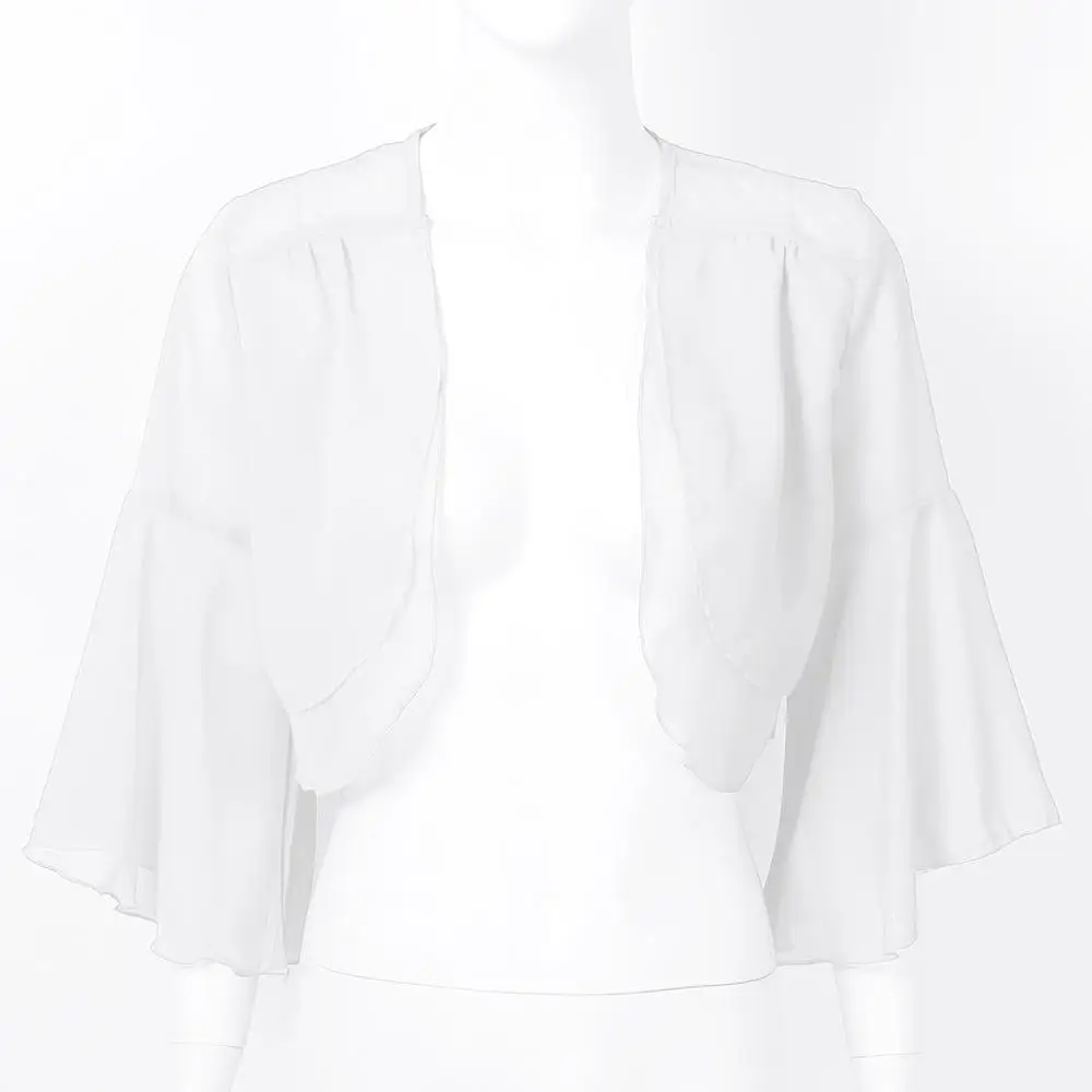 Женская мода для девочек многослойное Открытое Спереди болеро с расклешенными