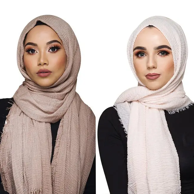 

Promotion sale! Muslim Crinkle Hijab Scarf Women Bubble Cotton Viscose Headscarf Headband Islamic Shawl Wraps 180X95CM