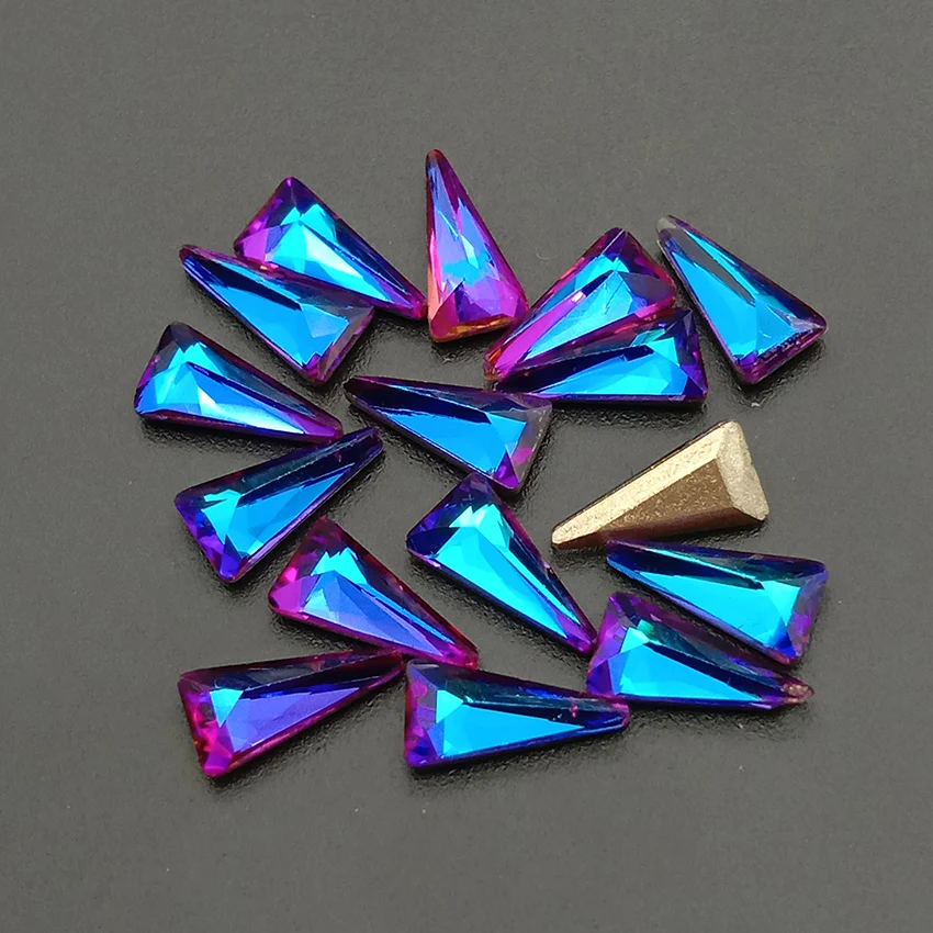 Треугольные 3D Стразы для ногтей 10 шт. блестки кристаллы Pixie AB стеклянные камни