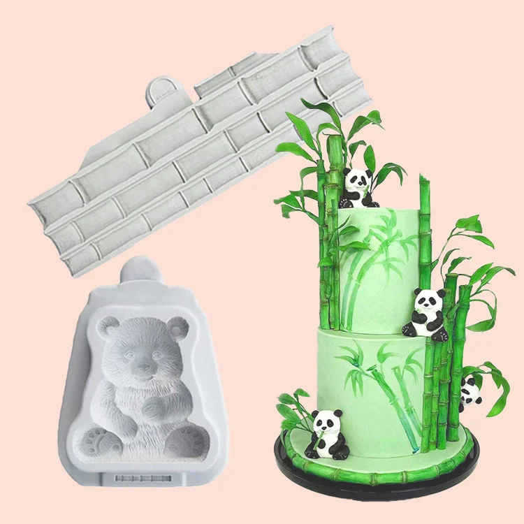 

Panda Bamboo Silicone Mold Kitchen Baking Tools Chocolate Mold DIY Cake Lace Decoration Animal Bamboo Panda Shape Silicone Mold