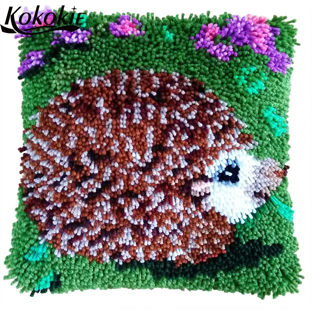 

DIY latch hook rug floor mat diy tapijt foamiran for needlework sets knooppakket crocheting Hedgehog printing home decoration