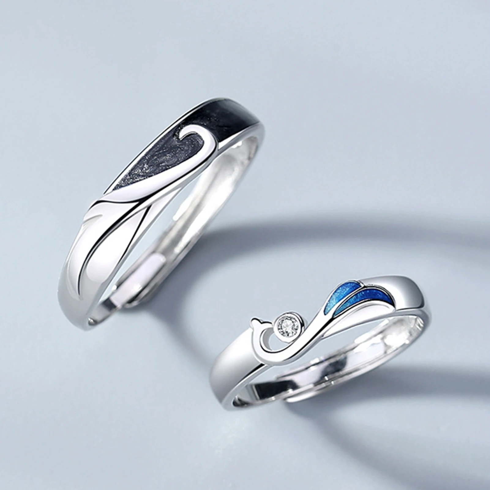 

S925 Carved Bird-shaped Couple Ring Simple Open Finger Ring Adjustable Hand Jewelry For Women Men Кольца 2021 Тренд Парные Кольц