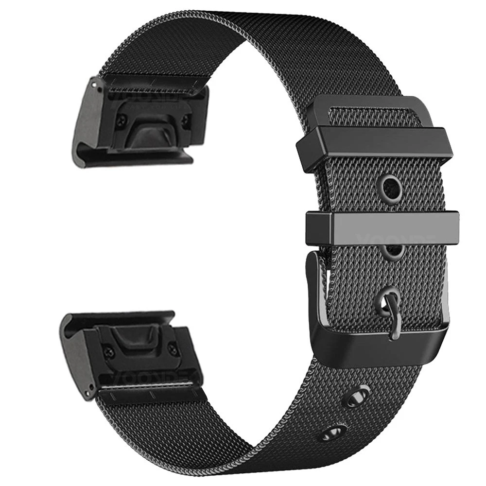 Black Fenix 6 браслет 22 мм QuickFit Milanesel из нержавеющей стали ремешок для часов Garmin Fenix 5/5 Plus/Instinct/Forerunner 935 - Цвет: Black