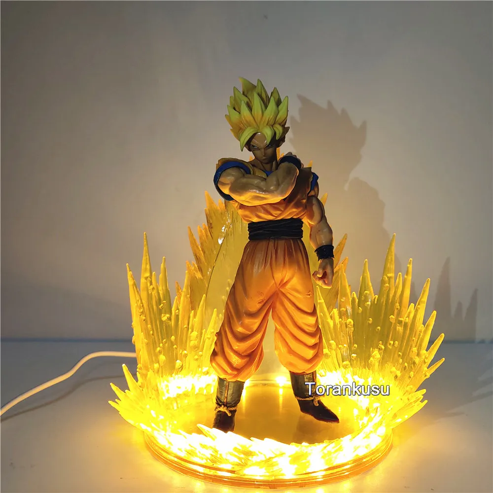 

Dragon Ball Z Son Goku Super Saiyan #57 Anime Figures 3D LED Set Visual Lighting ROS Goku Action Figma Creative Illusion Model