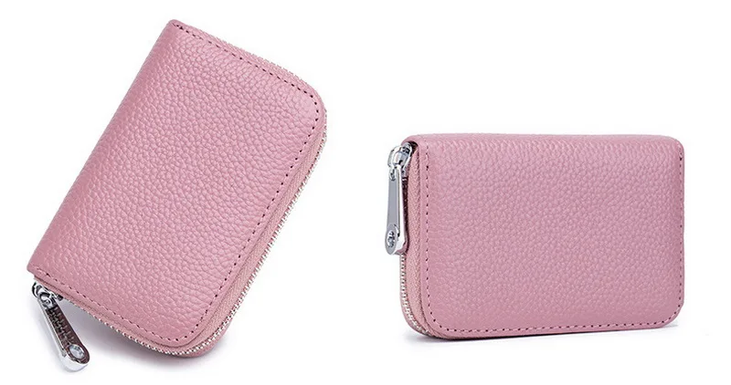 FUNMARDI Genuine Leather Card Wallets Women Business RFID Credit Card Bag Men Small Wallet Leather Lady Travel Card Bag WLHB1999