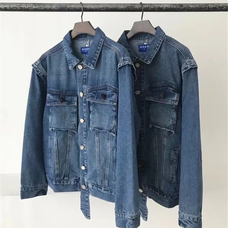 

Streetwear Blue Ader Error Denim Jacket Men Women 1:1 Best-Quality Skinny Slim Adererror Cowboy Coat Ader Error Jacket